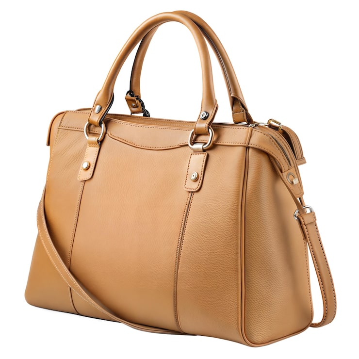 PSD élégant sac à main en cuir beige avec bandoulière