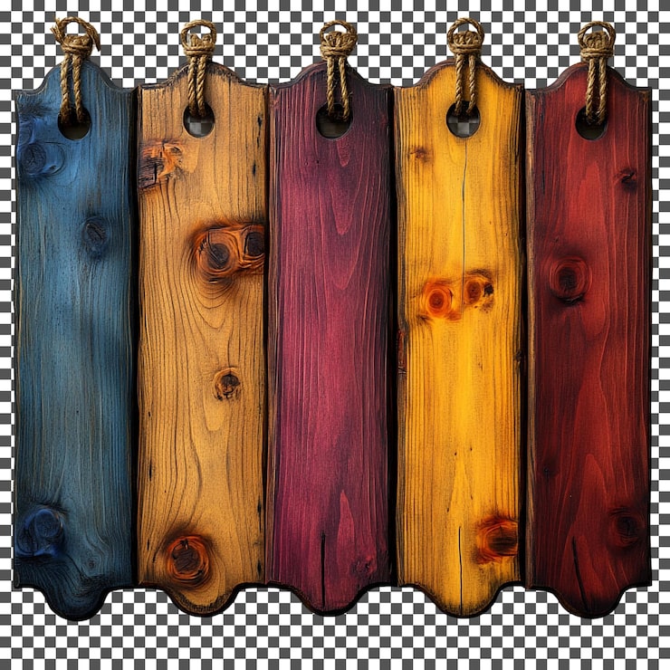 PSD elegante grabado personalizado de madera aislado sobre un fondo transparente
