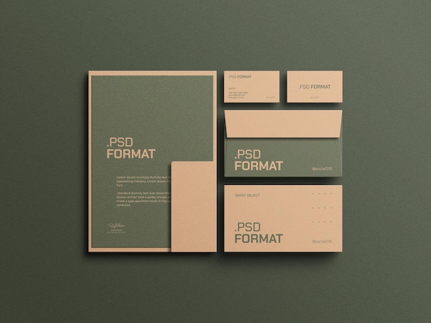 Elegante mockup di cancelleria verde
