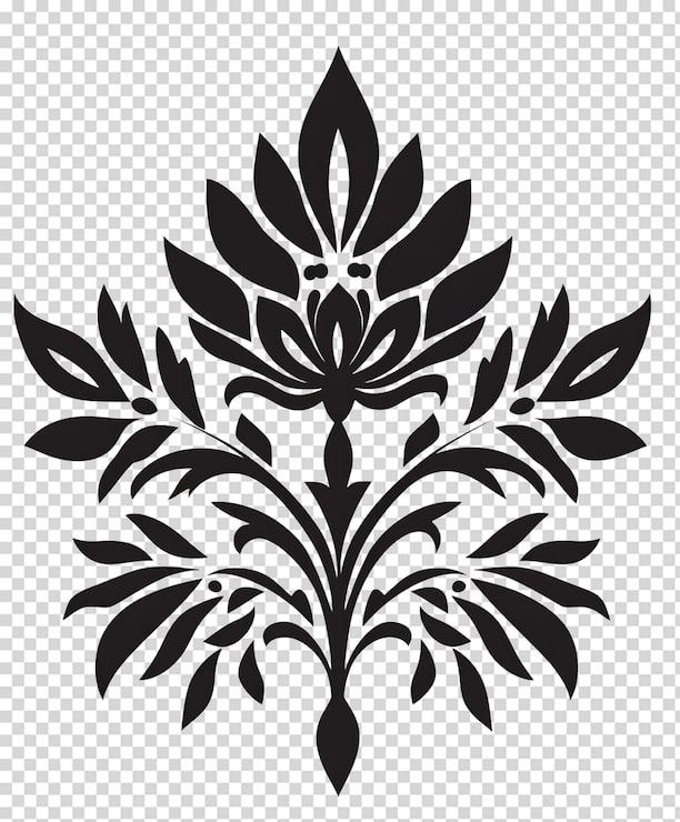 PSD elemen desain bunga damask yang elegan