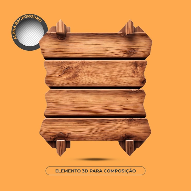 PSD elemento 3d de fondo de texto de madera para composición