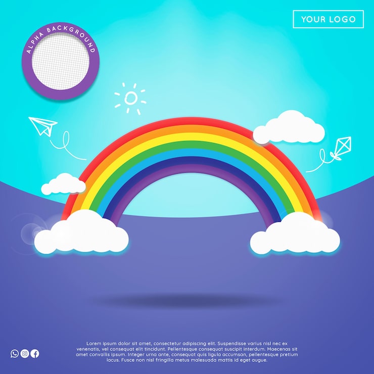 PSD elemento de arco iris del día de los niños para composición premium psd