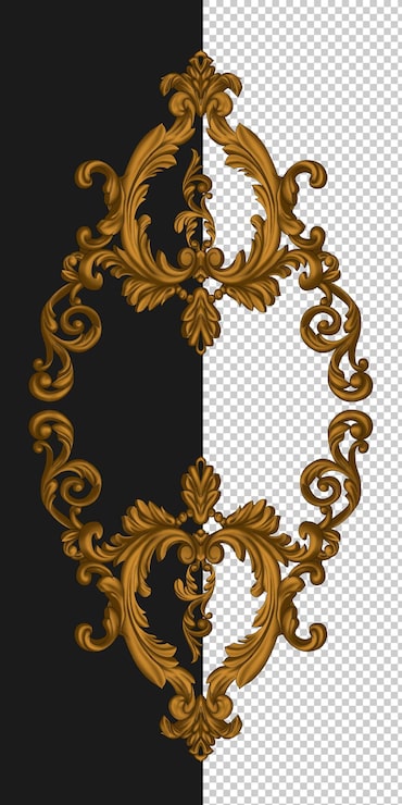 PSD elemento barroco clásico de oro 3d render filigrana