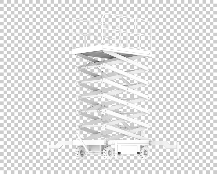 PSD elevador de tijera hidráulica aislado sobre fondo transparente ilustración de renderizado 3d