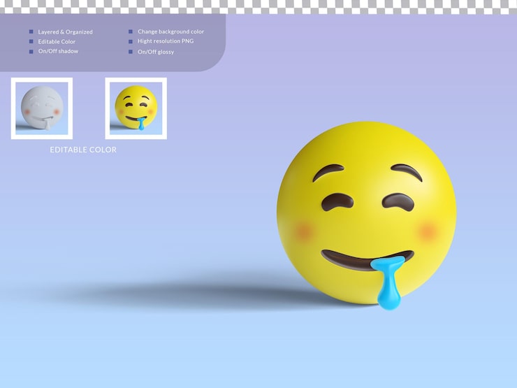PSD emoji de rosto babando de ilustração 3d