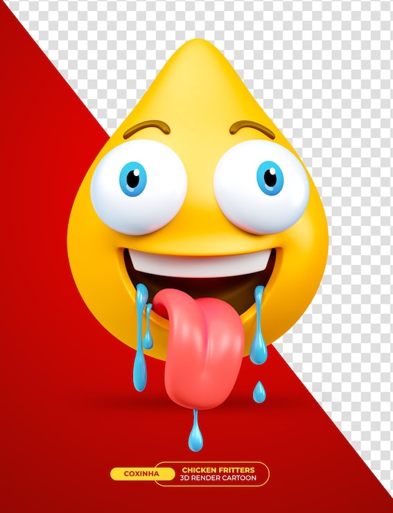 PSD emoji frango frito coxinha comida brasileira emoji personagem de desenho animado em renderização 3d