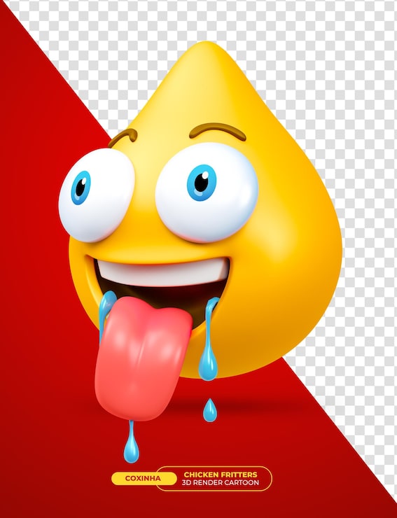 PSD emoji frango frito coxinha comida brasileira emoji personagem de desenho animado em renderização 3d