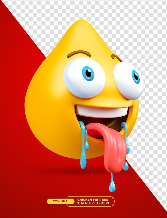PSD emoji frango frito coxinha comida brasileira emoji personagem de desenho animado em renderização 3d