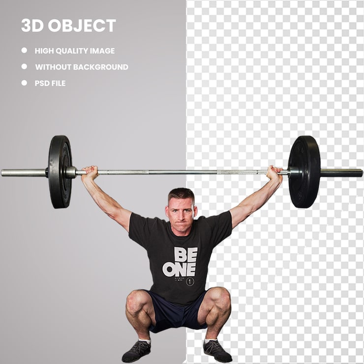 PSD entrenamiento con pesas 3d barbell entrenamiento de fuerza crossfit squat amp barbell amp físico fitness amp brazo