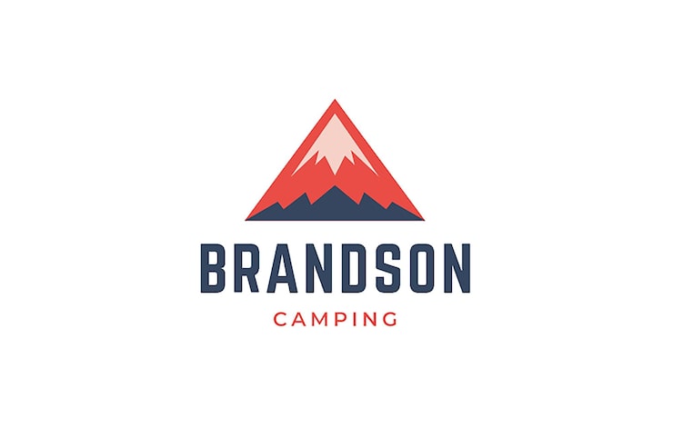 PSD entwurfsvorlage für das logo von mountain cliff: camping, wandern, klettern, erkundungsexpedition
