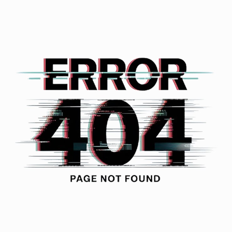 PSD error 404 página no encontrada efecto glitch