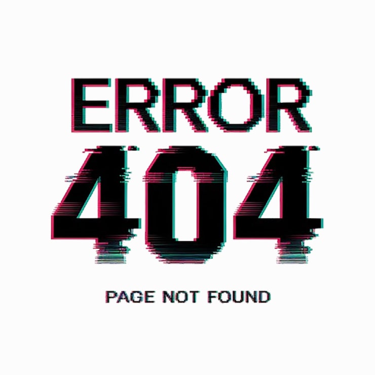 PSD error 404 página no encontrada efecto glitch