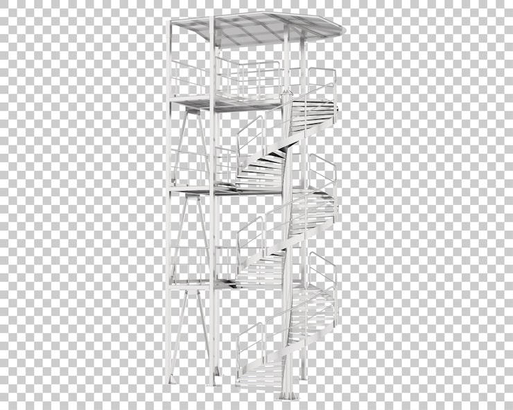 PSD escalera de caracol aislada sobre fondo transparente ilustración de renderizado 3d