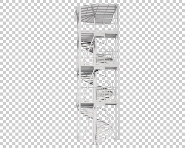 PSD escalera de caracol aislada sobre fondo transparente ilustración de renderizado 3d