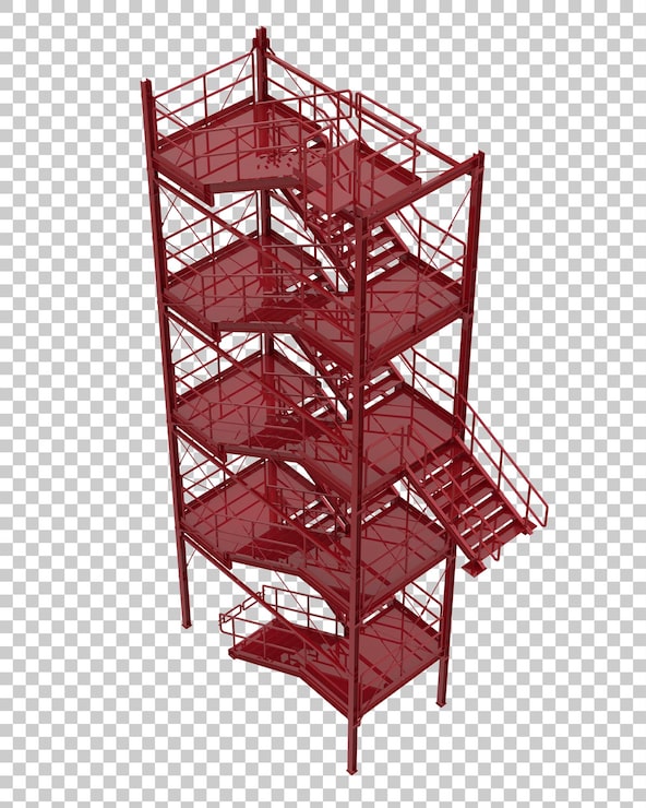 PSD escalera exterior industrial sobre fondo transparente ilustración de renderizado 3d