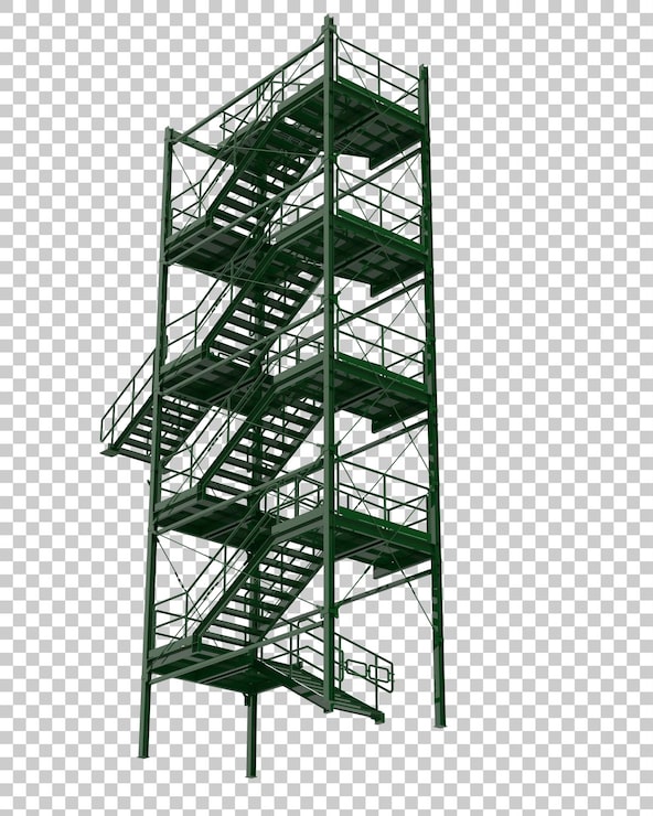 PSD escalera exterior industrial sobre fondo transparente ilustración de renderizado 3d