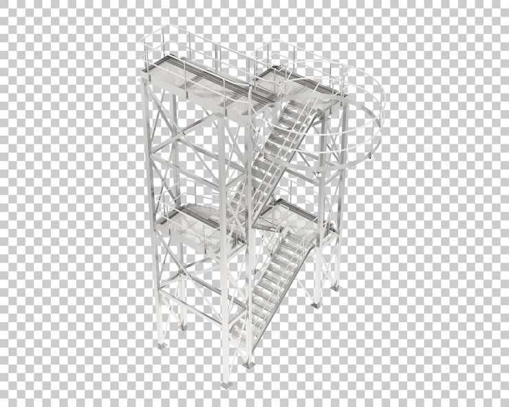 PSD escalera de silo aislada sobre fondo transparente ilustración de renderizado 3d