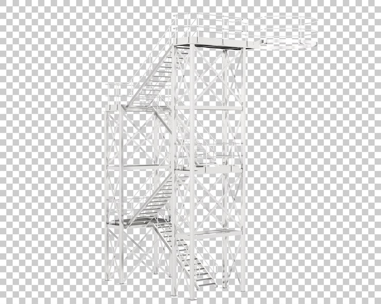 PSD escalera de silo aislada sobre fondo transparente ilustración de renderizado 3d