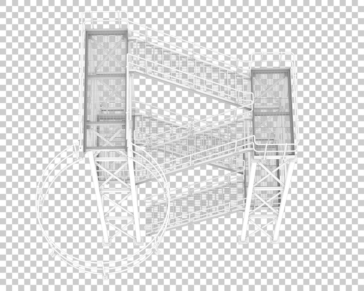 PSD escalera de silo aislada sobre fondo transparente ilustración de renderizado 3d