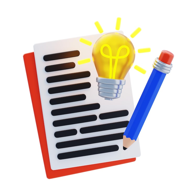 PSD escritura creativa con el ícono de la idea 3d