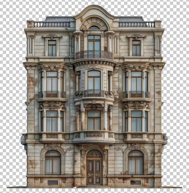 PSD facada de un edificio barroco antiguo