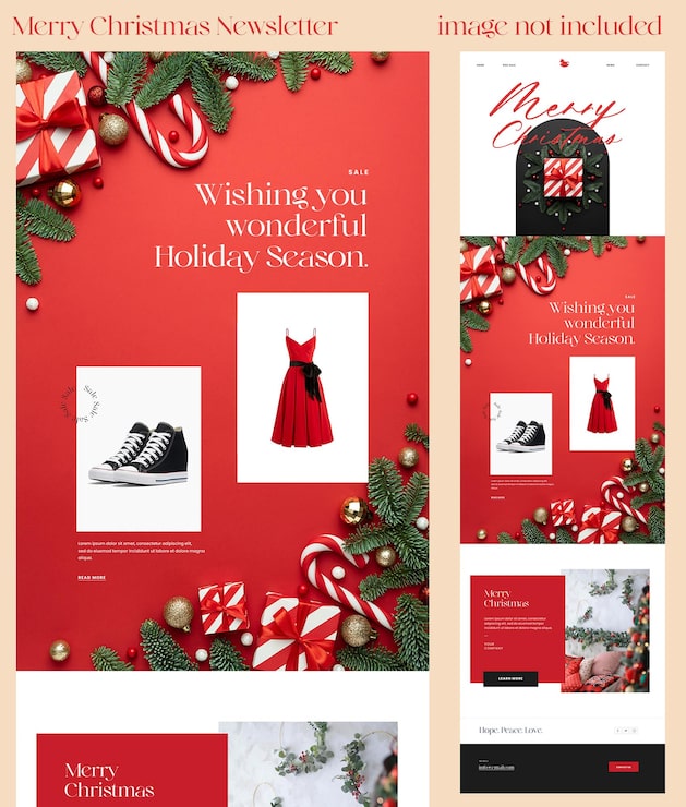 PSD feliz natal - feliz ano novo modelo de newsletter de vendas