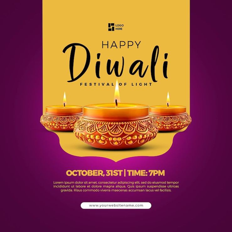 PSD feliz plantilla de volante de diwali para el psd