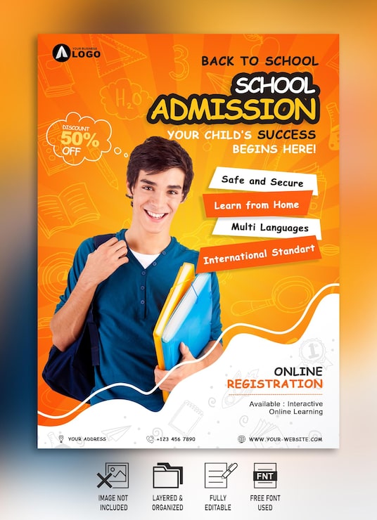 PSD file psd del modello di progettazione per l'ammissione alla scuola