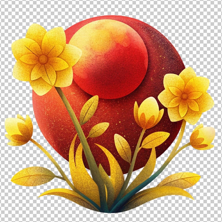 PSD fiori accanto alla luna
