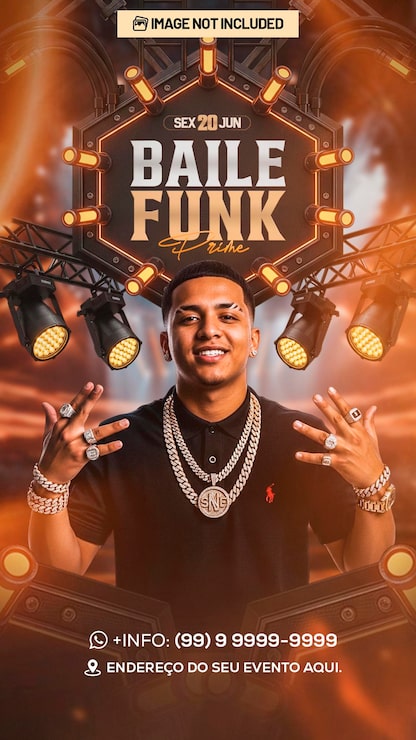PSD flyer de evento de club baile funk prime para historias, psd editable.