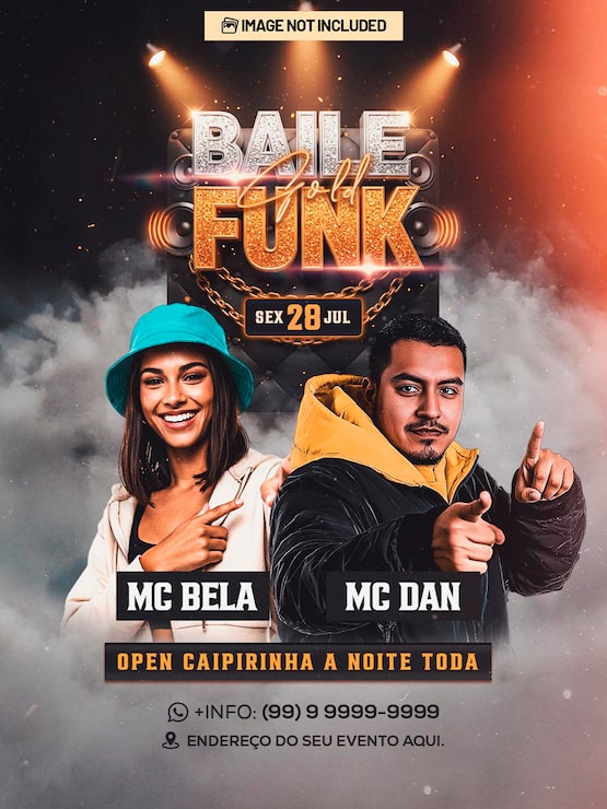 PSD folleto psd editable para evento de club de funk brasileño