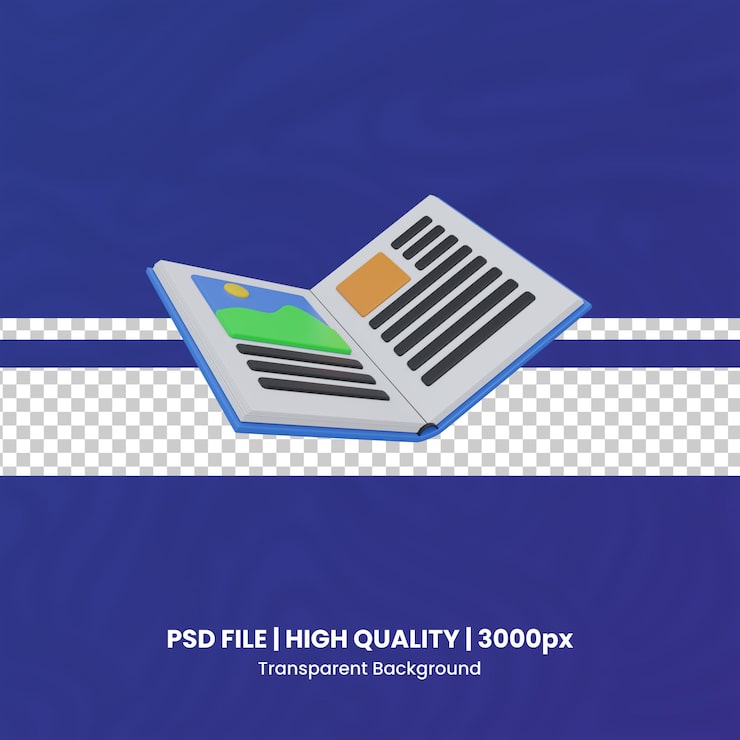 PSD fondo transparente de un libro en 3d