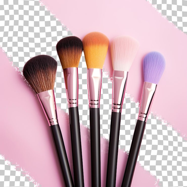 PSD fondo transparente con pinceles de maquillaje