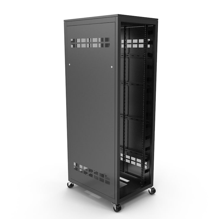 PSD gabinete de rack de servidor negro vacío con ruedas para infraestructura de ti