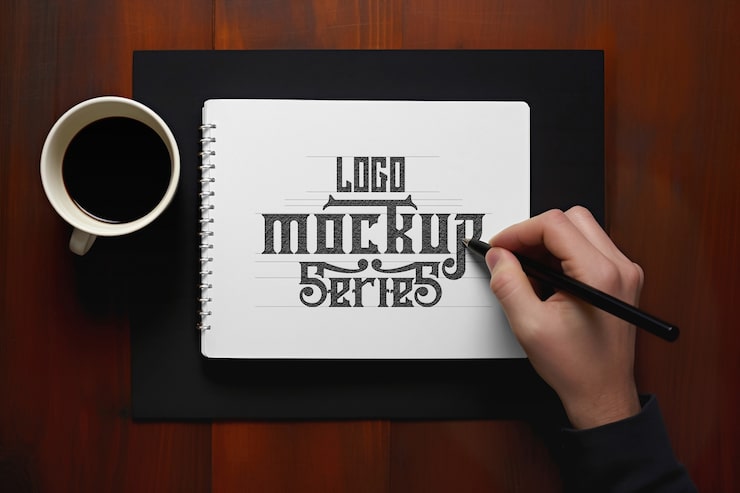 PSD gambar desain mockup logo