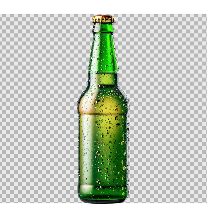 PSD garrafa de cerveja verde isolada em fundo transparente