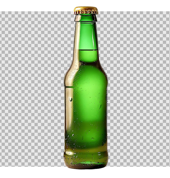 PSD garrafa de cerveja verde isolada em fundo transparente
