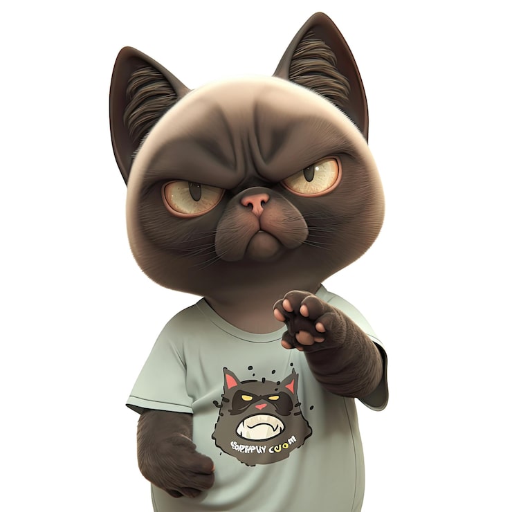 PSD gatto scontroso in maglietta
