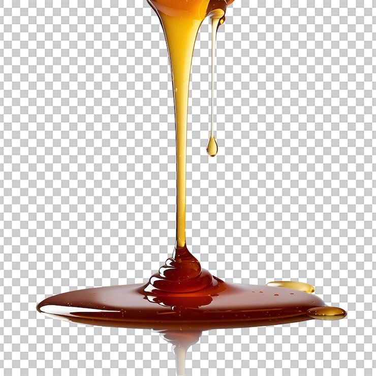 PSD une goutte de miel sucrée isolée sur un fond transparent png psd