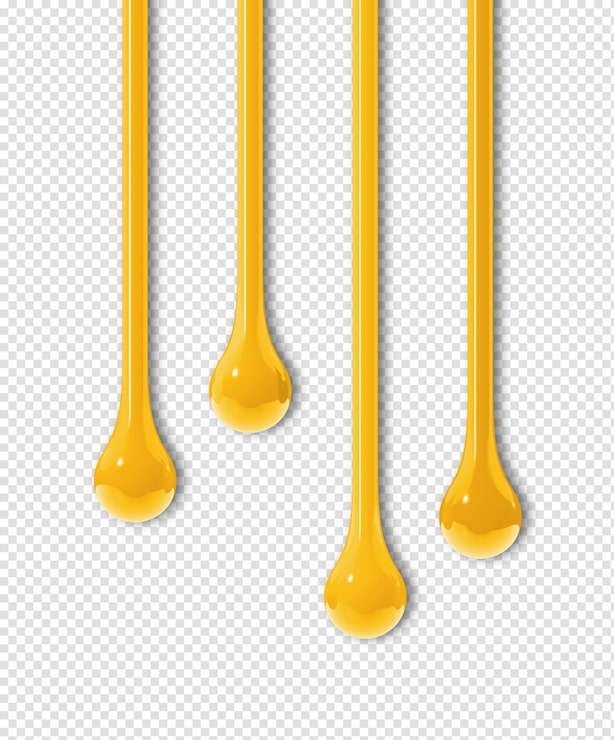 PSD gouttes d'encre jaune sur fond transparent