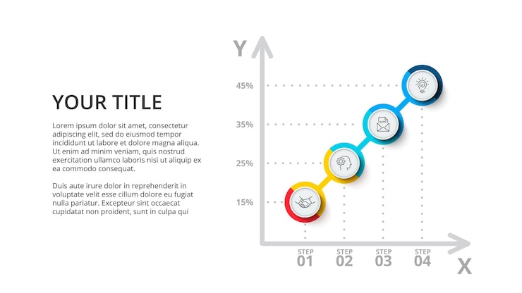 PSD gráfico de ejemplo con 4 opciones infografía para diapositivas de presentaciones