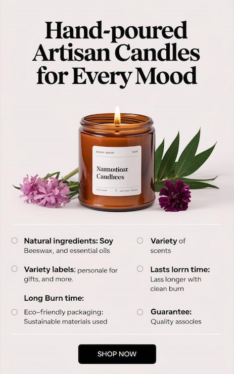 PSD gráfico promocional para velas artesanais