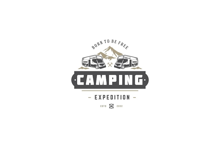PSD grafisches emblem für den camping-expeditionsklub