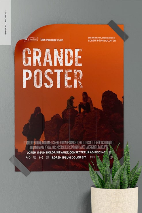 PSD grande poster francese con mockup di pentola