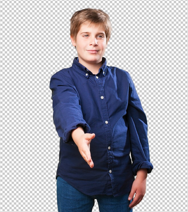 PSD gruß des kleinen jungen auf weiß