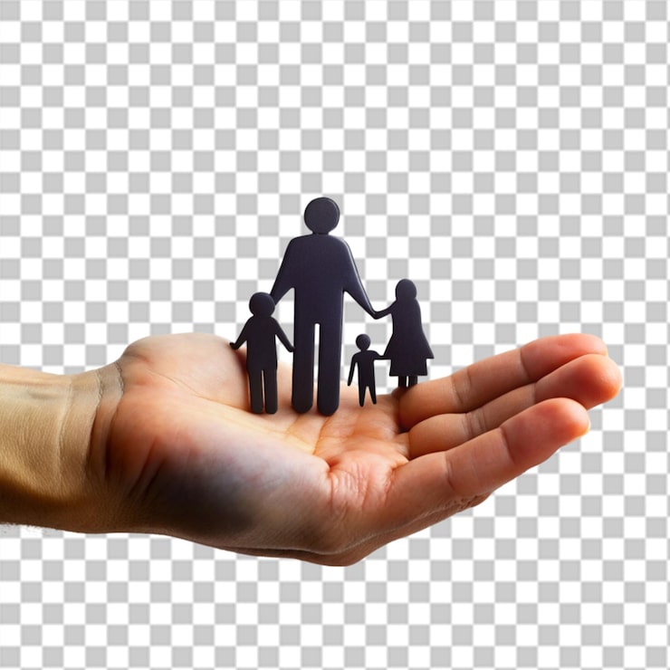 PSD handschutz papier schnitt familienfigur gesundheitsversorgung und versicherung für den schutz der familie konzept