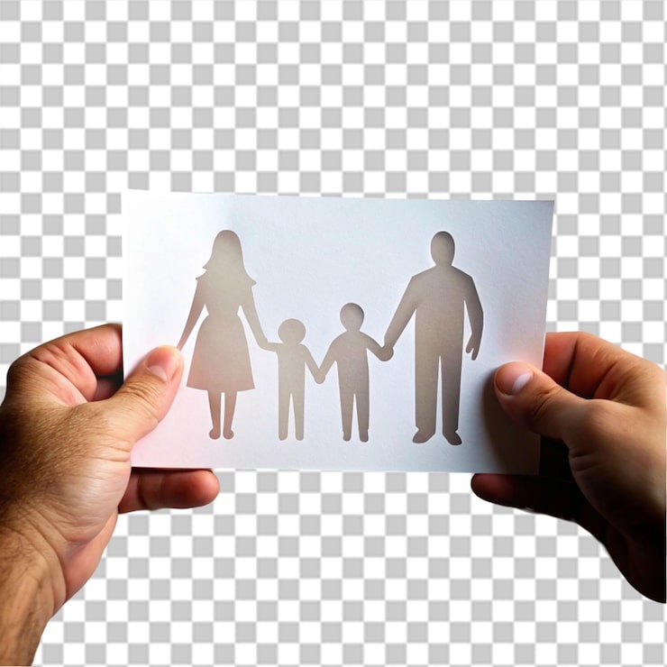 PSD handschutz papier schnitt familienfigur gesundheitsversorgung und versicherung für den schutz der familie konzept