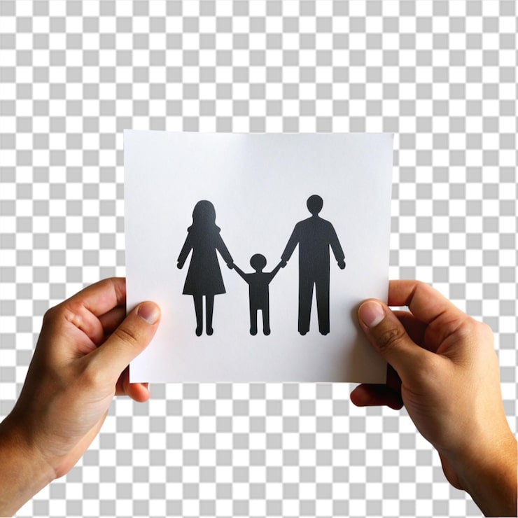 PSD handschutz papier schnitt familienfigur gesundheitsversorgung und versicherung für den schutz der familie konzept