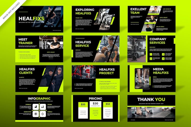 PSD healfixs plantilla de diseño de presentación de gimnasio