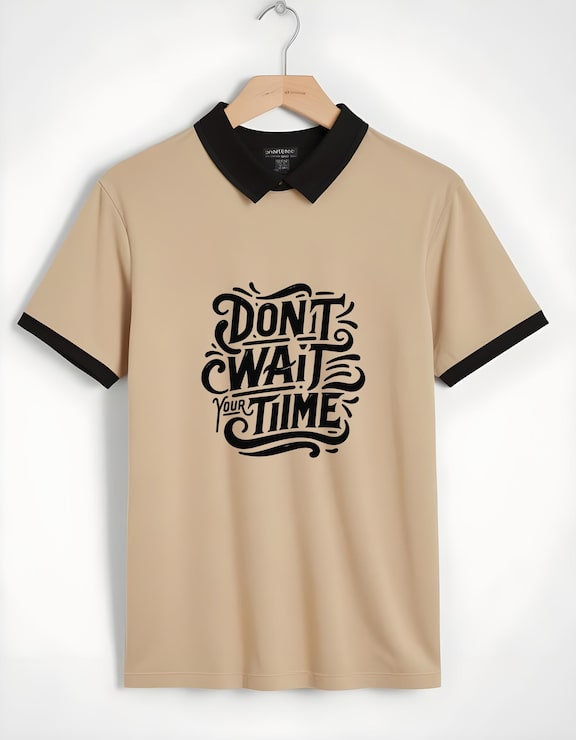 PSD hnědá polokošile s nápisem dont wait time